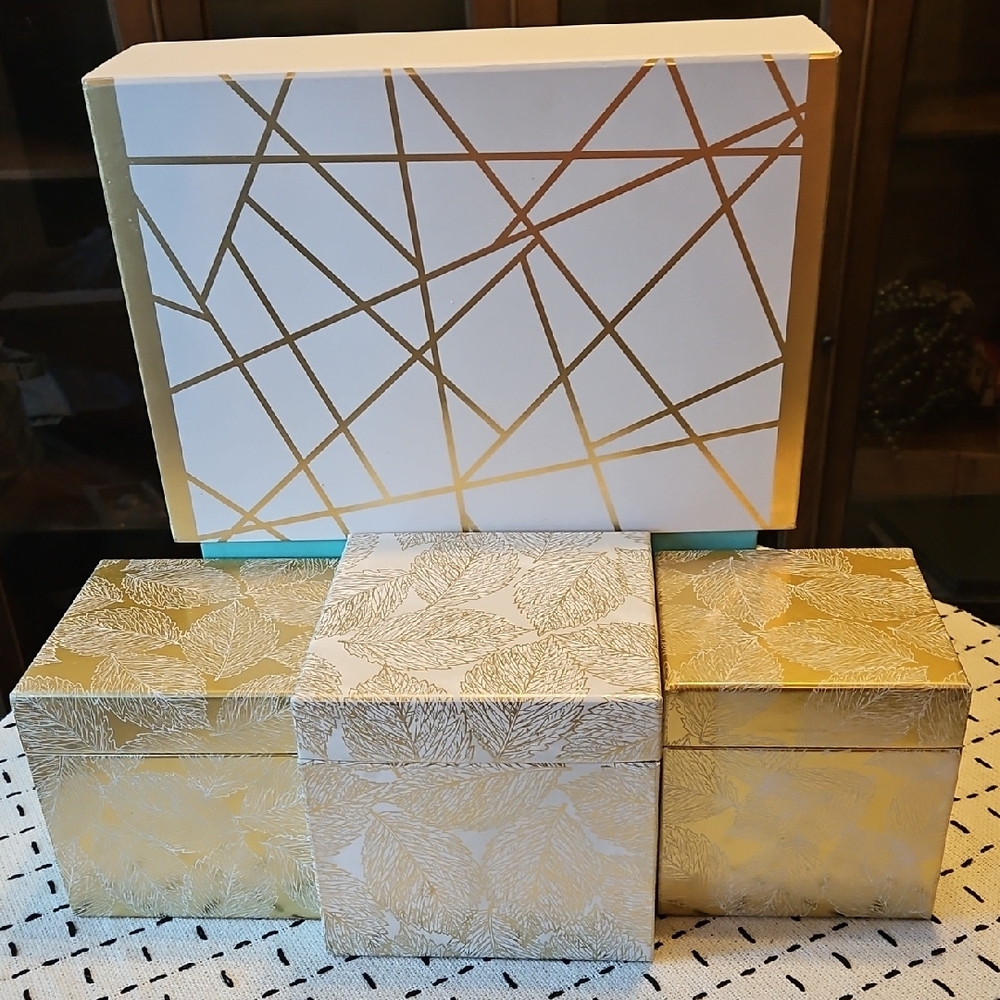 SHOP CLOSES FOR GOOD 12/30 Modern Gold and White Decorative Boxes Set